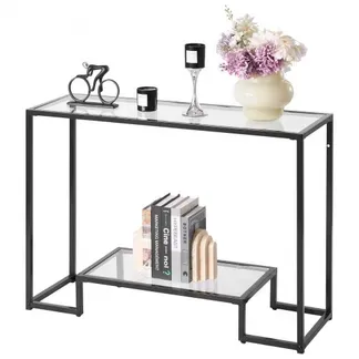 VEVOR 2-stufiger Konsolentisch moderner rechteckiger Flurtisch (107 x 35,4 x 75,5 cm) mit Platte aus gehärtetem Glas, Sofa-Beistelltisch mit Kippschutz für Wohnzimmer Flur Eingangsbereich Foyer VEVOR 2-stufiger Konsolentisch moderner rechteckiger Flurtisch (107 x 35,4 x 75,5 cm) mit Platte aus gehärtetem Glas, Sofa-Beistelltisch mit Kippschutz für Wohnzimmer Flur Eingangsbereich Foyer