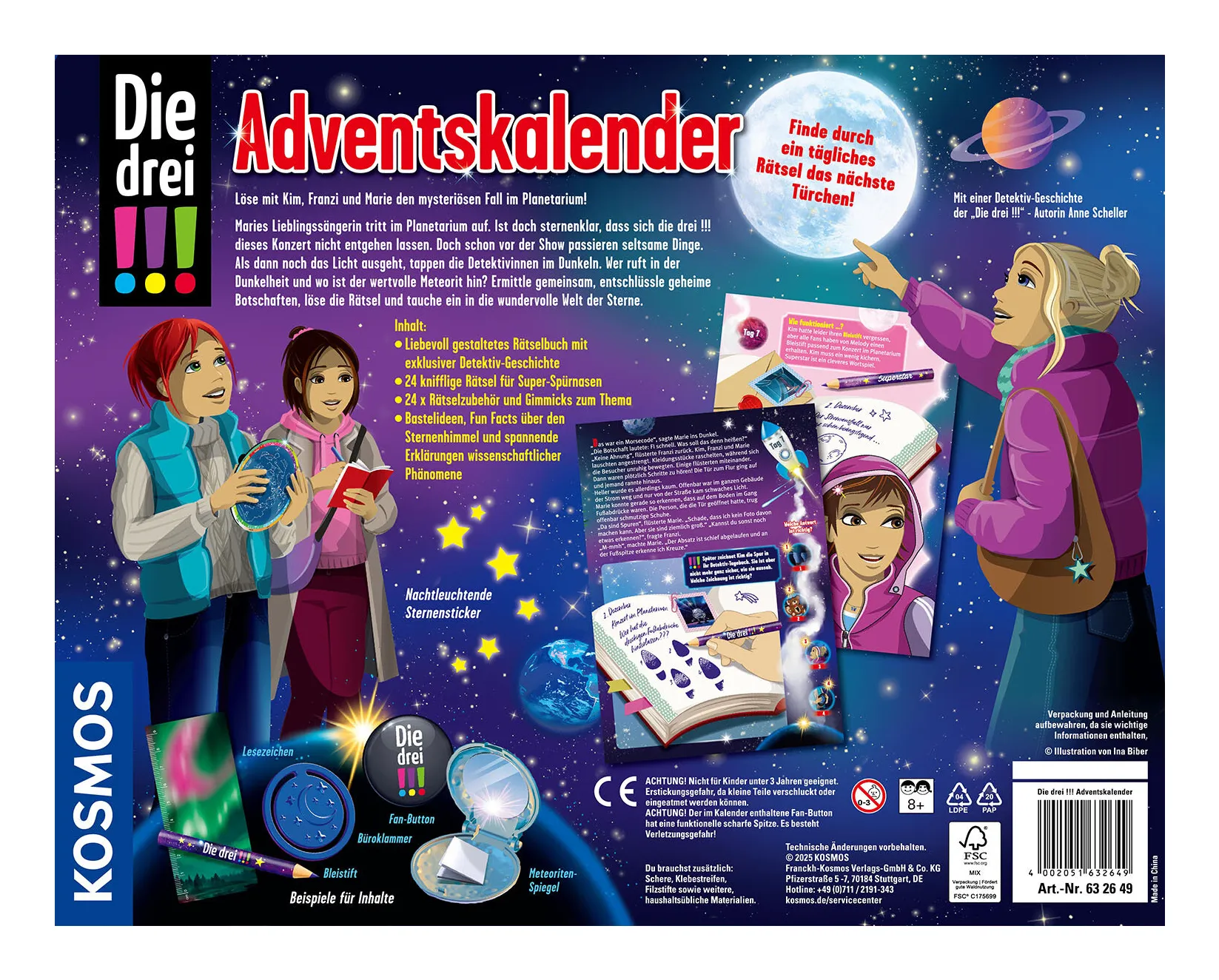 Kosmos 63264 Brettspiel Die drei !!!- Adventskalender 2025 Detektiv – Bild 2