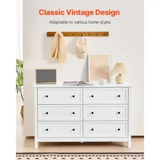 VEVOR Kommode mit 6 Schubladen, Holzkommode mit Schiebe- und Kippschutz, minimalistischer Retro-Schubladenschrank TV-Ständer, Organizer für Wohnzimmer Schlafzimmer Eingangsbereich (weiß) VEVOR Kommode mit 6 Schubladen, Holzkommode mit Schiebe- und Kippschutz, minimalistischer Retro-Schubladenschrank TV-Ständer, Organizer für Wohnzimmer Schlafzimmer Eingangsbereich (weiß)