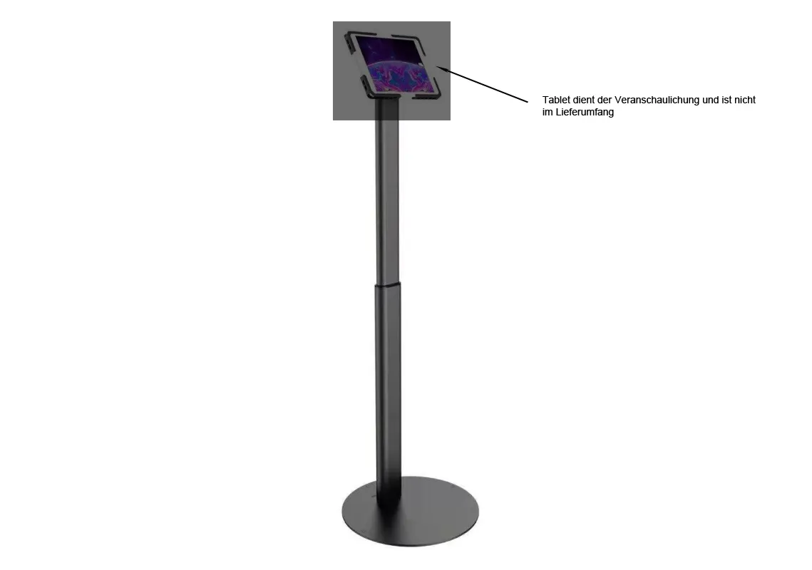 VESA Standfuß Halterung höhenverstellbar für Tablet, Display, Monitor 7,5cm/10cm, schwarz – Bild 2