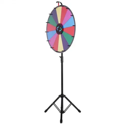 VEVOR Glücksrad (601 mm) mit 14 Fächern & Höhenverstellbarem Ständer (1125–1530 mm) & Abwischbarem Rouletterad & Aufbewahrungstasche, Drehendes Preisrad für Partys, Kneipen, Messen & Jahrmärkte – Bild 10