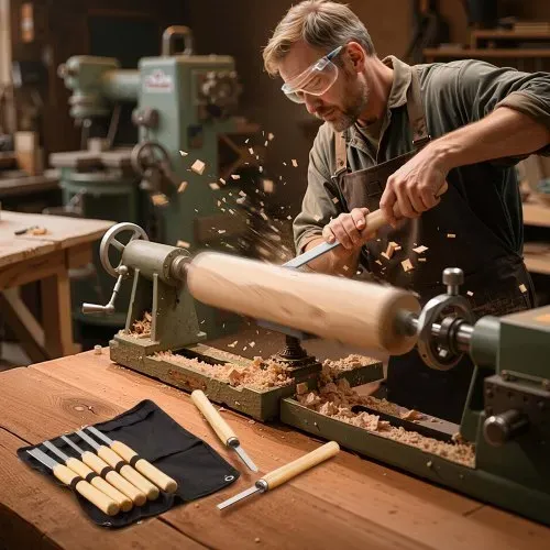 VEVOR Drechseleisen-Set, 8-teilig, Drechselmesser mit Klinge aus Kohlenstoffstahl, 2 Schrägmeißel, 1 Speerspitze, 1 Abstechmeißel, 1 Rundspitze, 3 Hohleisen, 1 Oxford-Tasche, Drechselwerkzeug – Bild 7