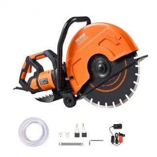 VEVOR Elektrische Betonsäge, 406 mm, Hochleistungs-Kreissäge 2800 W, Schnitttiefe 152 mm, Nass-/Trocken-Scheibensäge mit Wasserrohr, Wasserpumpe, Sägeblatt, für Stein und Ziegel VEVOR Elektrische Betonsäge, 406 mm, Hochleistungs-Kreissäge 2800 W, Schnitttiefe 152 mm, Nass-/Trocken-Scheibensäge mit Wasserrohr, Wasserpumpe, Sägeblatt, für Stein und Ziegel