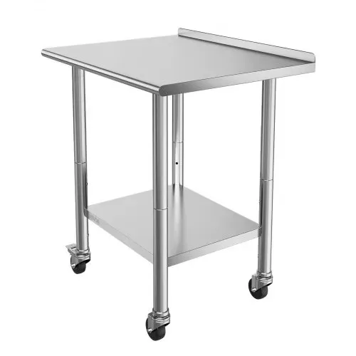 VEVOR Edelstahltisch Gastro 762 x 610 x 894 mm, Verstellbarer Edelstahltisch mit Rollen, Aufkantung (30 mm), Arbeitstisch mit Grundboden für Restaurant Obere Ablage (204 kg) Untere Ablage (168 kg) – Bild 10