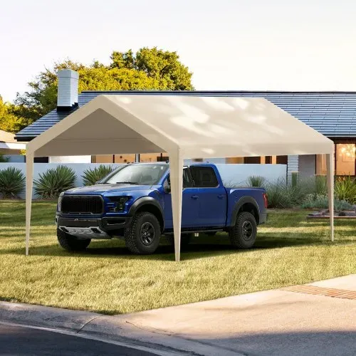 VEVOR Carport-Garagenzelt, 3 x 6 m, Garagendachzelt, wasserdicht und UV-geschützt, einfache Installation mit Spanngurten, beige (nur Dachabdeckung, Rahmen nicht im Lieferumfang enthalten) – Bild 7