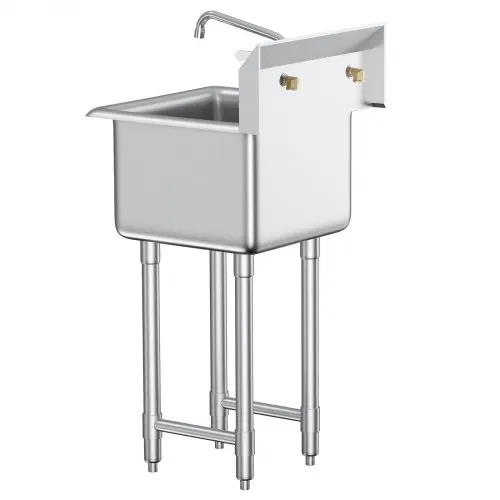 VEVOR Edelstahl Spültisch Gewerbliche Spülbecken 457 x 381 x 1041 mm, Spülbecken Edelstahl mit Wasserhahn 104 kg Tragfähigkeit, Edelstahlspüle Spülbecken Waschbecken Küche Freistehendes Spülbecken – Bild 10