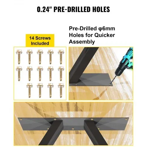 VEVOR 2 Stk. Tischgestell Stahl Tischuntergestell 71,1x45cm Tischkufen 363 kg Tragfähigkeit Tischbeine 6 vorgebohrte Löcher φ 6 mm Tischfuß Ideal für Esstische Couchtische Gartenbänke Schreibtische – Bild 5