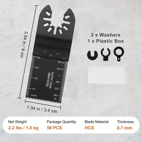 VEVOR 50x Sägeblatt Multifunktionswerkzeug 9x3,4cm Oszillierwerkzeug Hochkohlenstoffstahl (HCS) Schnellwechselschnittstelle kompatibel mit 95 % der auf dem Markt erhältlichen oszillierenden Werkzeuge – Bild 6
