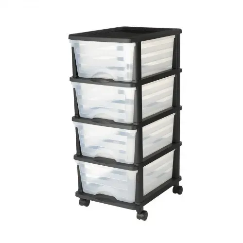 VEVOR Schubladenwagen Schubladenschrank mit 4 Schubladen (17 L / per), rollbarer Schubladen-Container Schubladenbox mit durchsichtigen Behältern für Bürobedarf Bastelräume Klassenzimmer – Bild 8