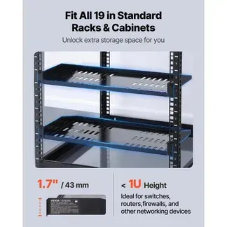 VEVOR 1U Server-Rack-Regal, 4 Stk., 22,68 kg, belüfteter Ausleger, Wandmontage oder Rack-Montage-Regal mit Ablage, 254 mm Tiefe, gute Luftzirkulation für 482 mm-Schrank-Computernetzwerkausrüstung VEVOR 1U Server-Rack-Regal, 4 Stk., 22,68 kg, belüfteter Ausleger, Wandmontage oder Rack-Montage-Regal mit Ablage, 254 mm Tiefe, gute Luftzirkulation für 482 mm-Schrank-Computernetzwerkausrüstung