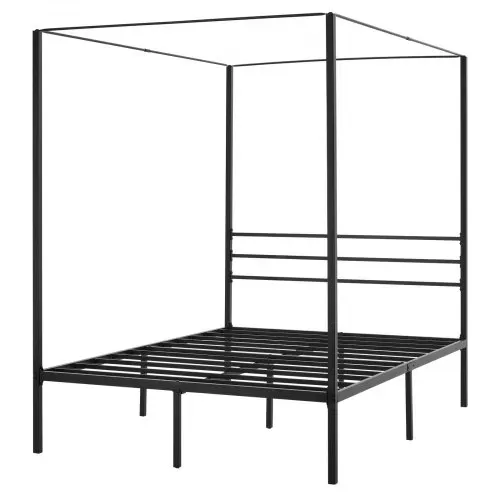 VEVOR Himmelbettrahmen (Full Size), Metallhimmelbett mit Himmelbett-Design (363 kg belastbar), robuste Stahllattenstütze (Quadrat), Stauraum unter dem Bett, kein Boxspring erforderlich, Schwarz – Bild 8