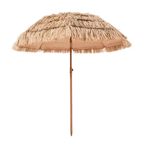 VEVOR Strohschirm Hawaii, 2 m Strohschirm neigbar, Strandschirm mit PP-Stroh & 8 Metallstreben, Gartenschirm, Marktschirm, Terrassenschirm für Strand, Terrasse, Poolrand, Hinterhof & Garten – Bild 8