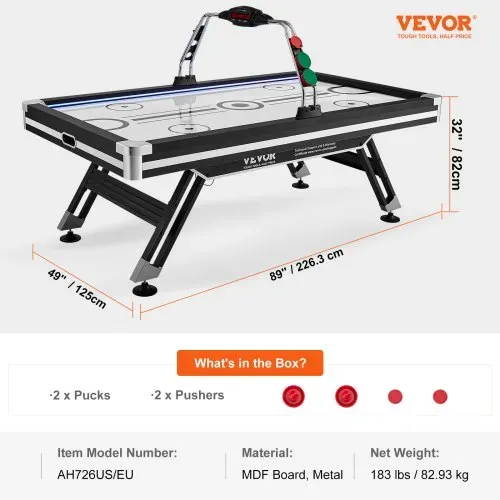 VEVOR luftbetriebener Hockeytisch, Indoor-Hockeytisch für Kinder und Erwachsene, LED-Sporthockeyspiel mit 2 Pucks, 2 Schiebern und elektronischem Punktesystem, Arcade-Gaming-Set für Spielzimmer – Bild 6