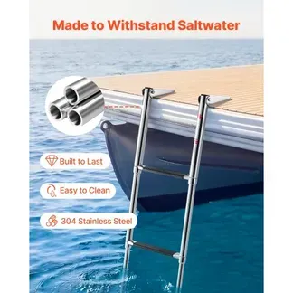 VEVOR Bootsleiter Ausziehbar, Badeleiter mit 4 Stufen & Rutschfestem Pedal, Schwimmdeckleiter mit 408 kg Tragkraft für Heckeinstieg, Teleskopleiter aus 304 Edelstahl für Boote Docks Pontons Schwimmbad VEVOR Bootsleiter Ausziehbar, Badeleiter mit 4 Stufen & Rutschfestem Pedal, Schwimmdeckleiter mit 408 kg Tragkraft für Heckeinstieg, Teleskopleiter aus 304 Edelstahl für Boote Docks Pontons Schwimmbad