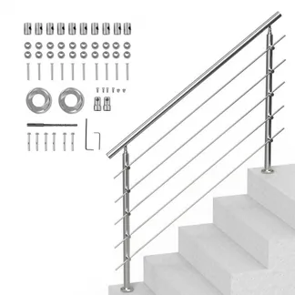 VEVOR Handläufe für Außentreppen, 150 cm Länge, 5 Querstangen, Treppenhandlauf-Set, Übergangsgeländer aus Edelstahl mit Montagesatz, doppelsäulige Treppenhandläufe für Senioren, Veranda und Terrasse VEVOR Handläufe für Außentreppen, 150 cm Länge, 5 Querstangen, Treppenhandlauf-Set, Übergangsgeländer aus Edelstahl mit Montagesatz, doppelsäulige Treppenhandläufe für Senioren, Veranda und Terrasse
