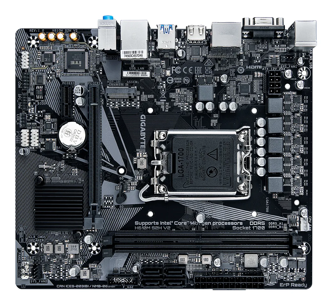 GIGABYTE H610M S2H V2 Motherboard - Unterstützt Intel Core 14. Generation CPUs, 4+1+1 Hybrid Phasen Digital VRM, bis zu 5600MHz DDR5, 1xPCIe 3.0 M.2, GbE LAN, USB 3.2 Gen 1 – Bild 4