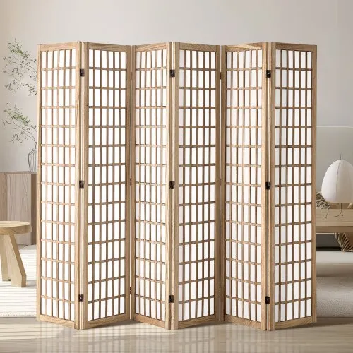 VEVOR 6-teiliger japanischer Raumteiler faltbarer Sichtschutz aus Holz für den Innenbereich, japanische Trennwände tragbare Dekorationsschirme zur Raumtrennung für Restaurant & Schlafzimmer VEVOR 6-teiliger japanischer Raumteiler faltbarer Sichtschutz aus Holz für den Innenbereich, japanische Trennwände tragbare Dekorationsschirme zur Raumtrennung für Restaurant & Schlafzimmer