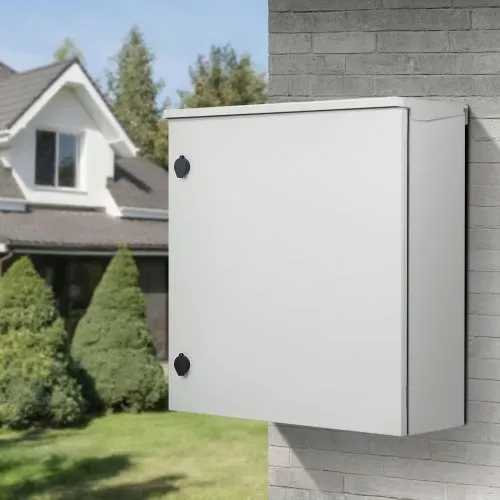 VEVOR Schaltschrank Elektrogehäuse, 600x600x200 mm, NEMA 4 Außengehäuse, IP66 wasser- & staubdicht, Kohlenstoffstahl, Klappanschlussdose für Innen- & Außenbereich, mit Regenschutzhaube – Bild 7