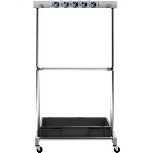 VEVOR Gartengeräte Ständer 1243x508x660mm Gerätehalter Organizer Edelstahl PP Mehrzweck Gartengeräteaufbewahrungsregal 10 Werkzeugfächer 24 Haken Gartenwerkzeug Halter Besenhalter – Bild 8