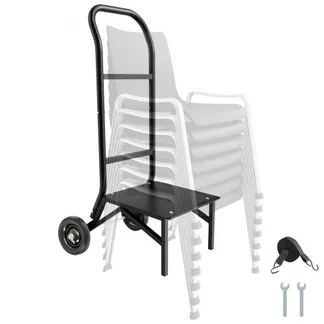 VEVOR Klappbarer Stuhlständer, 68 kg Tragkraft, Klappstuhlwagen zum Stapeln von 10 Stühlen, multifunktionaler Stuhlwagen aus Metall mit Gummirädern, Stuhlhalter zum Schieben, Mattschwarz VEVOR Klappbarer Stuhlständer, 68 kg Tragkraft, Klappstuhlwagen zum Stapeln von 10 Stühlen, multifunktionaler Stuhlwagen aus Metall mit Gummirädern, Stuhlhalter zum Schieben, Mattschwarz