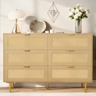 VEVOR Rattankommode Aufbewahrungsschrank mit 6 Schubladen & Metallgriffen und -beinen, moderner Rattanschrank für Schlafzimmer Wohnzimmer Flur (120 x 39,5 x 85,4 cm) Kleidungsschrank VEVOR Rattankommode Aufbewahrungsschrank mit 6 Schubladen & Metallgriffen und -beinen, moderner Rattanschrank für Schlafzimmer Wohnzimmer Flur (120 x 39,5 x 85,4 cm) Kleidungsschrank