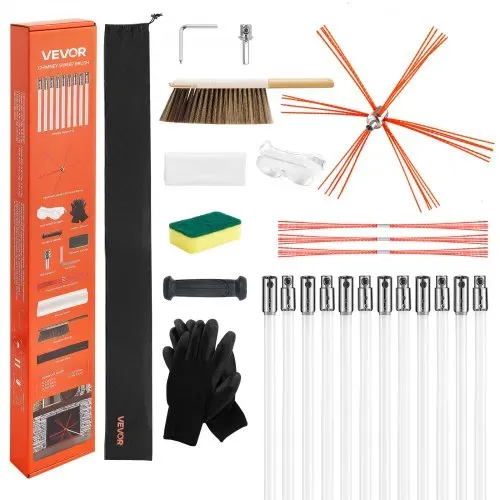VEVOR Ofenrohrbürste-Set, 12 m max. Länge, Schornsteinbürsten, Schornsteinfeger-Satz, Kaminbürste, um 90° biegbares Kaminreinigungswerkzeug, für quadratische & rechteckige Schornsteine VEVOR Ofenrohrbürste-Set, 12 m max. Länge, Schornsteinbürsten, Schornsteinfeger-Satz, Kaminbürste, um 90° biegbares Kaminreinigungswerkzeug, für quadratische & rechteckige Schornsteine