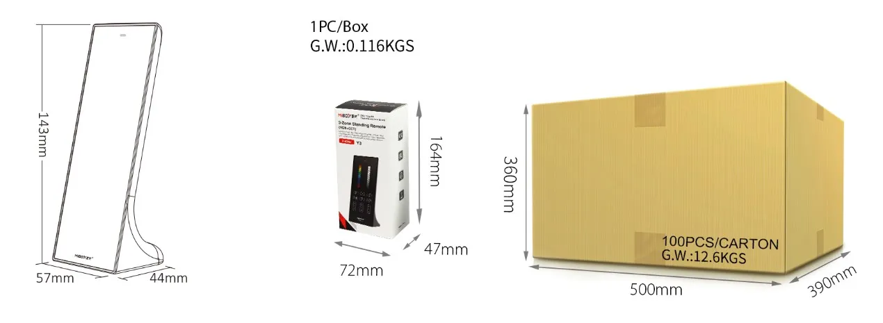 MiBoxer Y3-B LED Fernbedienung 2,4GHz RGB-WW (RGB-CCT) 3 Zonen vertikal (b) – Bild 3