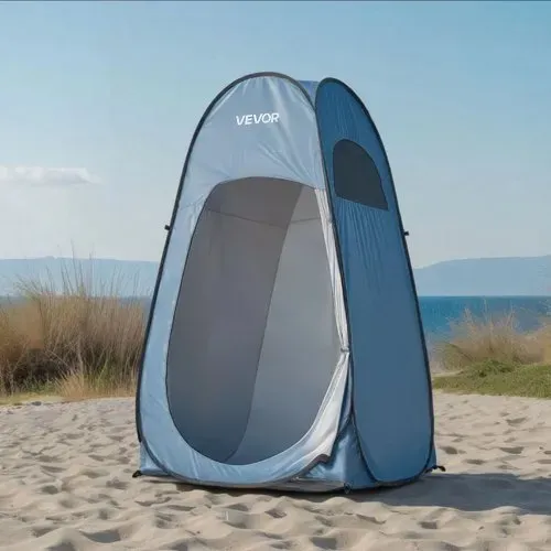 VEVOR Pop Up Toilettenzelt 119x119x210 cm, Zelt mit Sofortaufbau, Umkleidezelt inkl. Heringen & Seilen & Tragetasche, aus 190T Polyester ideal für Camping Strand Angeln Blau – Bild 7