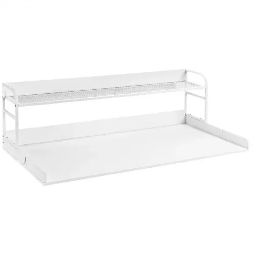 VEVOR Arbeitsplatte für Waschmaschine und Trockner mit 2-stufigem Regal (1370 x 700 x 419 mm) Trommelregal mit Anti-Rutsch-Pads, wasserabweisende Wäscheauflage für Aufbewahrung weiß – Bild 10