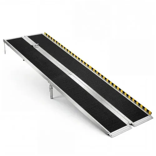 VEVOR Rollstuhlrampe Faltbar 2440x745mm, 362,9kg Belastbare Schwellenrampe mit Rutschfester Oberfläche & 170-400mm Verstellbaren Stützfüßen, Tragbare Auffahrrampe für Rollstuhl Türschwelle Bordsteine – Bild 8