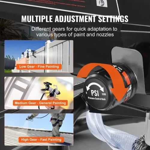 VEVOR Tragbares Airless-Farbspritzgerät, 950 W, 3000 psi, Hocheffizientes Elektrisches Spritzgerät, Farbspritzgeräte Spritzlackiermaschine Hochdruck-Airless-Farbsprühsystem mit 15 m Schlauchlänge – Bild 3