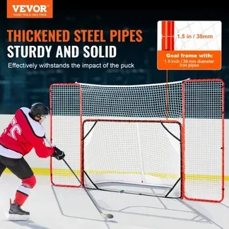 VEVOR Hockeytor Streethockeynetz mit Rücklaufsperre und Zielen, Straßenhockey-Tor Hockeynetz, 310 x 183 cm Pro Hockey-Trainingstor-Set, tragbares Indoor-Outdoor-Hockeytor mit Netz, weiß/rot, Training VEVOR Hockeytor Streethockeynetz mit Rücklaufsperre und Zielen, Straßenhockey-Tor Hockeynetz, 310 x 183 cm Pro Hockey-Trainingstor-Set, tragbares Indoor-Outdoor-Hockeytor mit Netz, weiß/rot, Training
