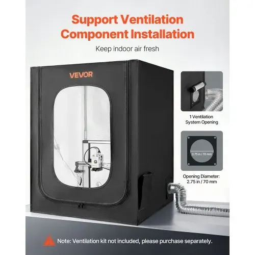 VEVOR 3D-Druckergehäuse Druckerzelt (70x75x90 cm), staubdichte & wasserfeste Schutzhülle mit konstanter Temperatur & LED-Beleuchtung, kompatibel mit gängigen Modellen von Creality/ELEGOO/Anycubic – Bild 6