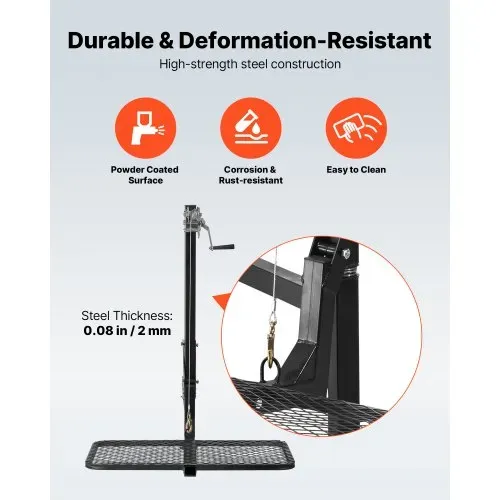 VEVOR Game Hoist, Hirschhebezeug mit Anhängerkupplung & Hebesystem-Plattform, 136 kg Tragkraft, Wildhebezeug-Windenlift mit 5,08 cm Empfänger, 360-Grad-Schwenkwelle & faltbar, 1440x900x1310 mm – Bild 5