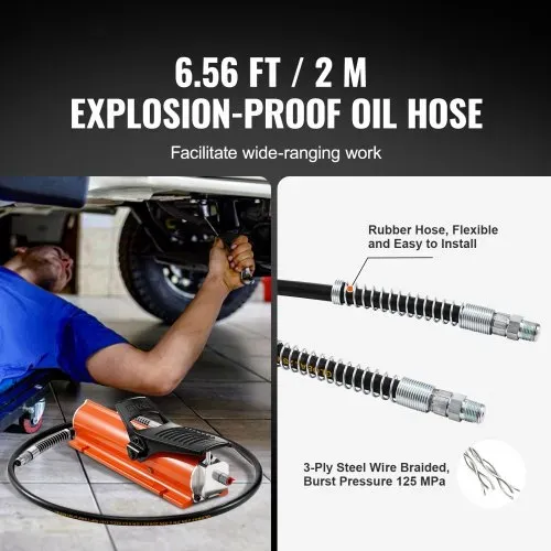 VEVOR 10.000 PSI Lufthydraulikpumpe, 0,69 L Behälter, NPT 3/8 Zoll Auslass, NPT 1/4 Zoll Einlass, luftbetätigte Fußpumpe mit Metallgehäuse, für Präzisionsindustriemaschinen und Luft- & Raumfahrtgeräte – Bild 2