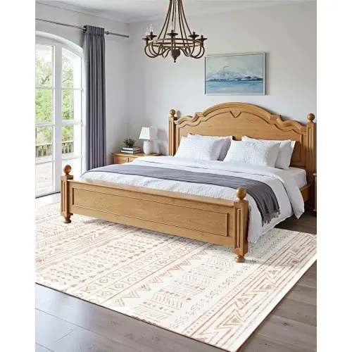VEVOR Flächenteppich, 1524x2134 mm, Kurzflor, waschbarer Teppich, rutschfester Wohnzimmerteppich im Modern-Stil, Innenmatte für Schlafzimmer, Büro, Wohnzimmer, Kinderzimmer, Eingangsbereich, Beige – Bild 3