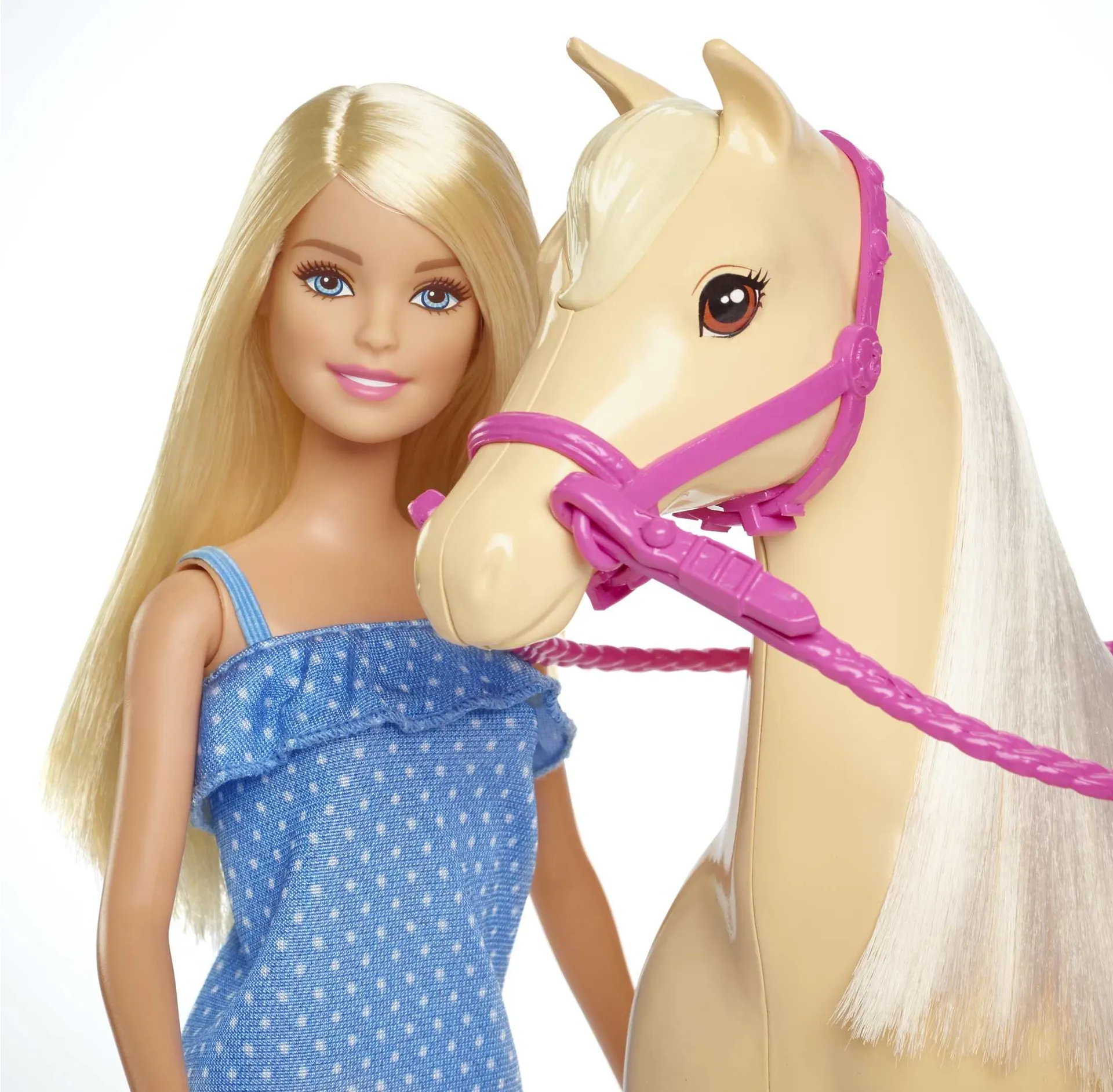 Barbie Pferd mit Puppe (blond), Anziehpuppe, Modepuppe, Pferde Spielzeug – Bild 3