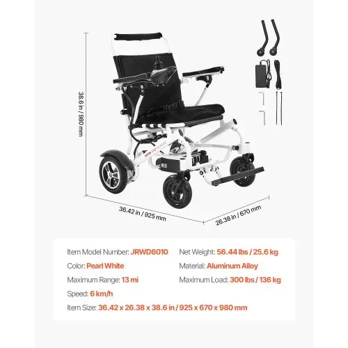 VEVOR Rollstuhl Elektrisch Faltbar, 136 kg, medizinischer Roller, 21 km Reichweite, Elektrorollstuhl, E-Rollstuhl mit tragbarem 53-cm-Sitz für Senioren & Behinderte, Leicht zu transportieren – Bild 6