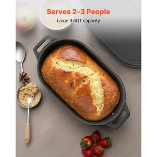 VEVOR Schmortopf aus emailliertem Gusseisen, 3,31 L Dutch Oven zum Backen von Sauerteigbrot, robuster Kochtopf mit Deckel & Griffen, geeignet bis 260 °C, Brottopf Eintöpfen zum Kochen und Braten VEVOR Schmortopf aus emailliertem Gusseisen, 3,31 L Dutch Oven zum Backen von Sauerteigbrot, robuster Kochtopf mit Deckel & Griffen, geeignet bis 260 °C, Brottopf Eintöpfen zum Kochen und Braten