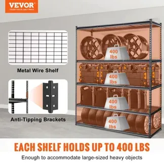 VEVOR Lagerregal 5-stufig verstellbar 907,2 kg Kapazität Garagenregale, Metall-Organizer Drahtregal schwarz 152,4 x 61 x 198,1 cm für Küche, Speisekammer Keller Badezimmer Wäscheschrank VEVOR Lagerregal 5-stufig verstellbar 907,2 kg Kapazität Garagenregale, Metall-Organizer Drahtregal schwarz 152,4 x 61 x 198,1 cm für Küche, Speisekammer Keller Badezimmer Wäscheschrank