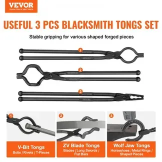VEVOR Schmiedezange-Set, V-Bit, Wolf, ZV-Zange 3 Stk. Kohlenstoffstahl Schmiedezange, 461 x 68 x 18 mm / 458 x 38 x 19 mm / 463 x 78 x 52,3 mm, Schmiedezange mit Verlängertem Griff VEVOR Schmiedezange-Set, V-Bit, Wolf, ZV-Zange 3 Stk. Kohlenstoffstahl Schmiedezange, 461 x 68 x 18 mm / 458 x 38 x 19 mm / 463 x 78 x 52,3 mm, Schmiedezange mit Verlängertem Griff