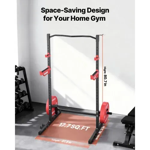 VEVOR Power Cage Squat Rack 454 kg Belastbar, multifunktionales Power Rack für Heimfitnessstudio mit 4 Bandhalterungen & verstellbarem J-Haken & Sicherheitsstangen für Klimmzüge mit Langhantel – Bild 4