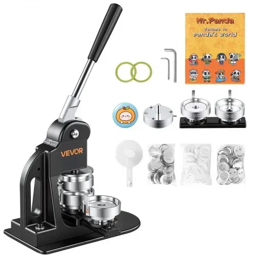 VEVOR Buttonmaschine 58 mm Badgemaker 500-tlg. Button-Zubehör Schwarz, mit Kreisschneider Zauberbuch Sechskantschlüsseln für DIY-Anstecker Pins Kühlschrankmagnete & Schlüsselanhänger – Bild 8