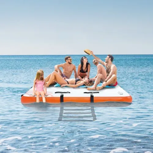 VEVOR Aufblasbares Schwimmdock, 4,57 x 1,82 m, Dockplattform, rutschfeste Wasserschwimmdockmatte mit tragbarer Tragetasche und abnehmbarer Leiter, schwimmende Plattform-Inselfloß für Pool, Strand – Bild 7
