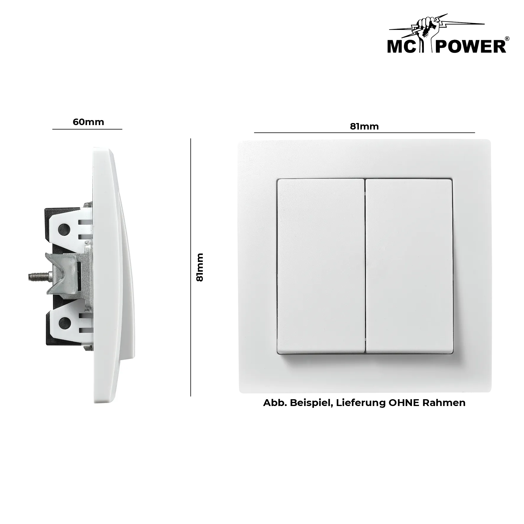 Wechselschalter McPower ''Flair'' 2-fach, 250V~/10A, UP, weiß – Bild 3