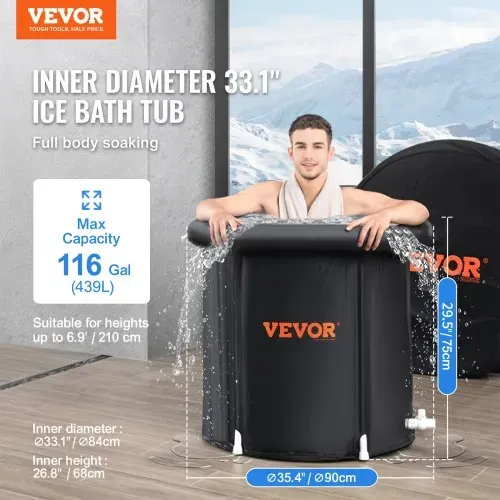 VEVOR Eisbadewanne, 90 cm langes Tauchbecken für Kaltwassertherapie für Sportler, tragbares Outdoor-Eisfass-Tauchbecken zur Erholung, 370 l aufblasbare Faltbadewanne mit Abdeckung, Heim-Eiskapsel für Erwachsene VEVOR Eisbadewanne, 90 cm langes Tauchbecken für Kaltwassertherapie für Sportler, tragbares Outdoor-Eisfass-Tauchbecken zur Erholung, 370 l aufblasbare Faltbadewanne mit Abdeckung, Heim-Eiskapsel für Erwachsene