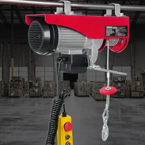 VEVOR Elektrische Seilwinde, 1200 kg Motorwinde mit 4,2 m kabelgebundener Fernbedienung, 12 m Hubhöhe mit Einzelkabel, Einzel-/Doppelschlingen, Not-Aus, Hebezeug für Garage, Lager, Fabrik – Bild 7