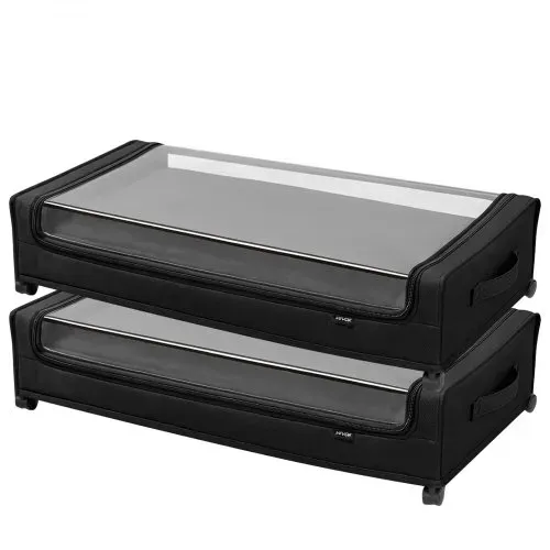 VEVOR Unterbettkommode Unterbettaufbewahrungstasche aus Oxford-Gewebe 2 Stk. rollbar (770 x 470 x 173 mm) Unterbettbehälter mit transparentem Deckel, mobile Aufbewahrungsbox für Kleidung Schuhe – Bild 9