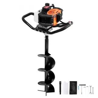 VEVOR Erdbohrer mit Benzinmotor, 52 CC, 1450 W, Benzinbohrer mit 8-Zoll-Bohrkronen und 1 Verlängerungsstange, Lochbohrer für Pfostenzäune für Ackerland, Gartenpflanzen, Orange+Schwarz VEVOR Erdbohrer mit Benzinmotor, 52 CC, 1450 W, Benzinbohrer mit 8-Zoll-Bohrkronen und 1 Verlängerungsstange, Lochbohrer für Pfostenzäune für Ackerland, Gartenpflanzen, Orange+Schwarz