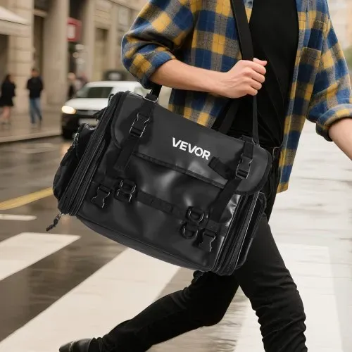 VEVOR Motorrad Hecktasche Rücksitztasche (40-60 L) mit wasserfester Regenabdeckung, Motorrad-Gepäckaufbewahrung, Gepäckträgertasche mit Schultergurt & elastischer Kordel, Motorradgepäck Schwarz – Bild 7
